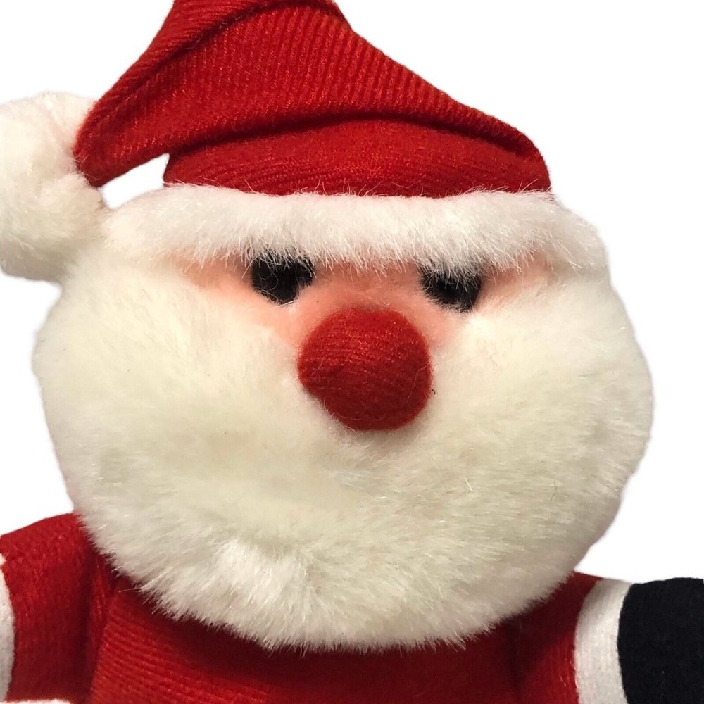 Vintage 1990s Santa Plush 7" Red White Black Standing Holiday Decor